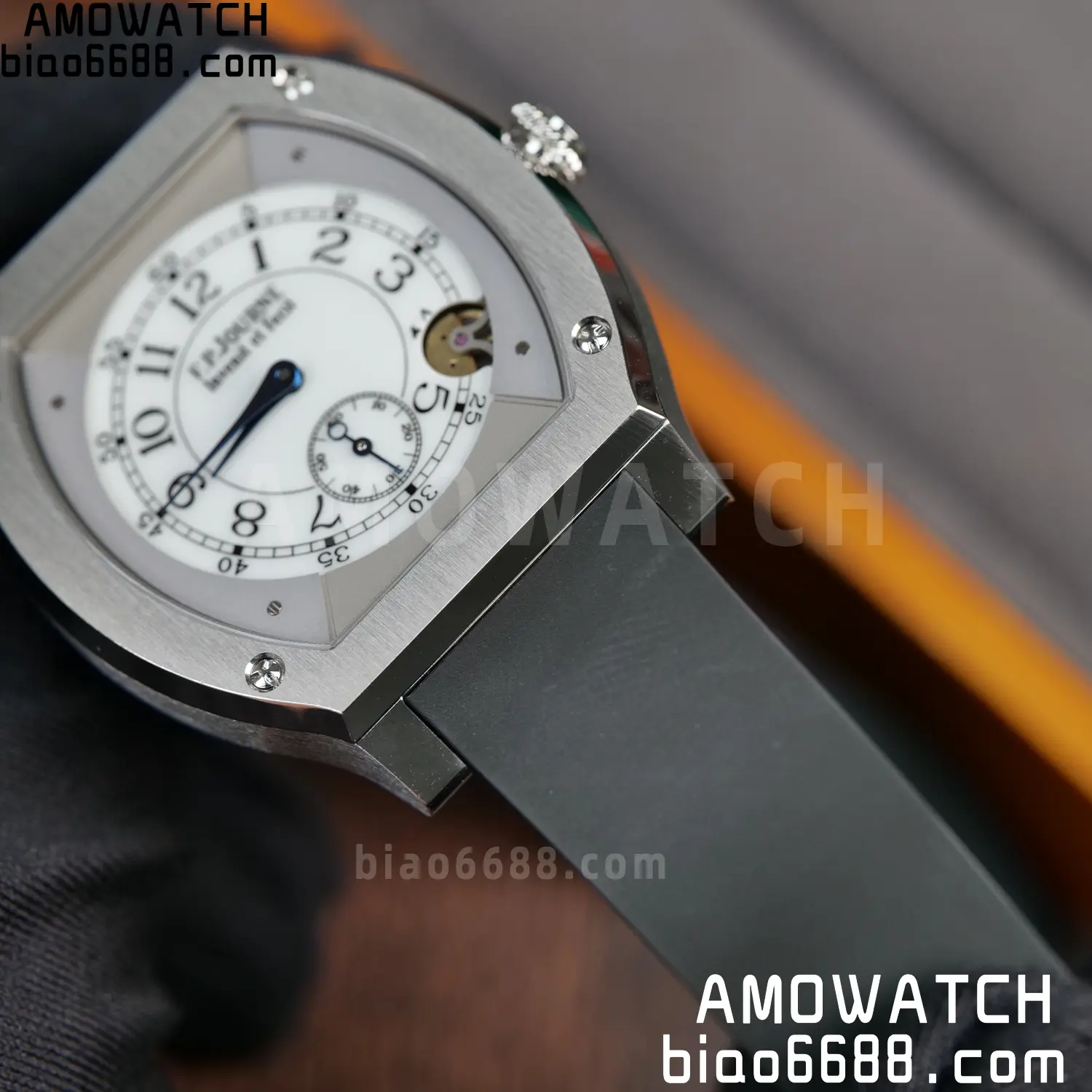 FPJ F.P.Journe Elegante FJ Factory Best Edition White Dial on Black Rubber Strap Quartz V2 90 e84d393f4e30719 AMO Watch