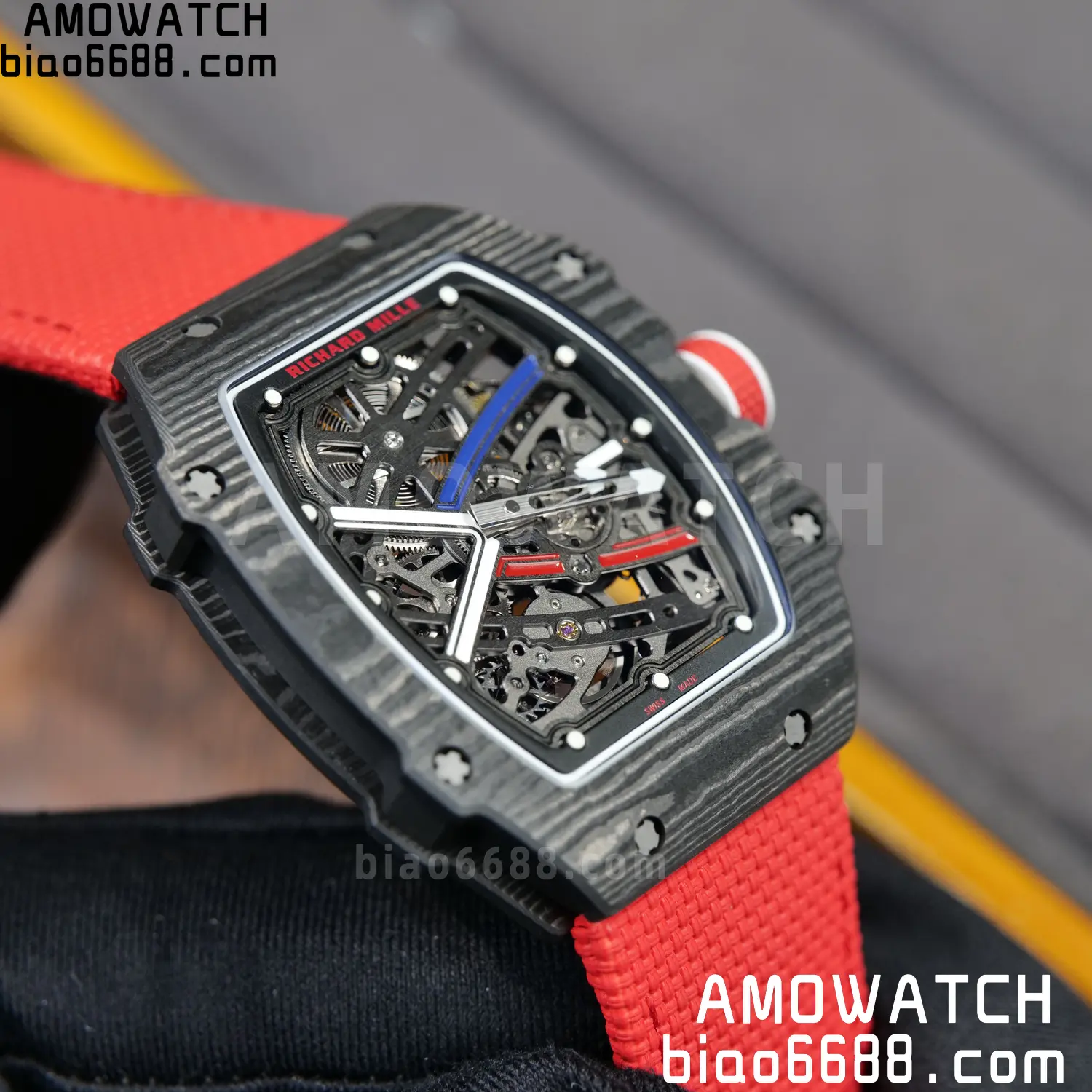 RICHARD MILLE RM67-02 Black NTPT RICH Factory 1:1 France Blue/Red/White Skeleton Dial CRMA7 Super Clone 85 e985f09b1c07e5f AMO Watch