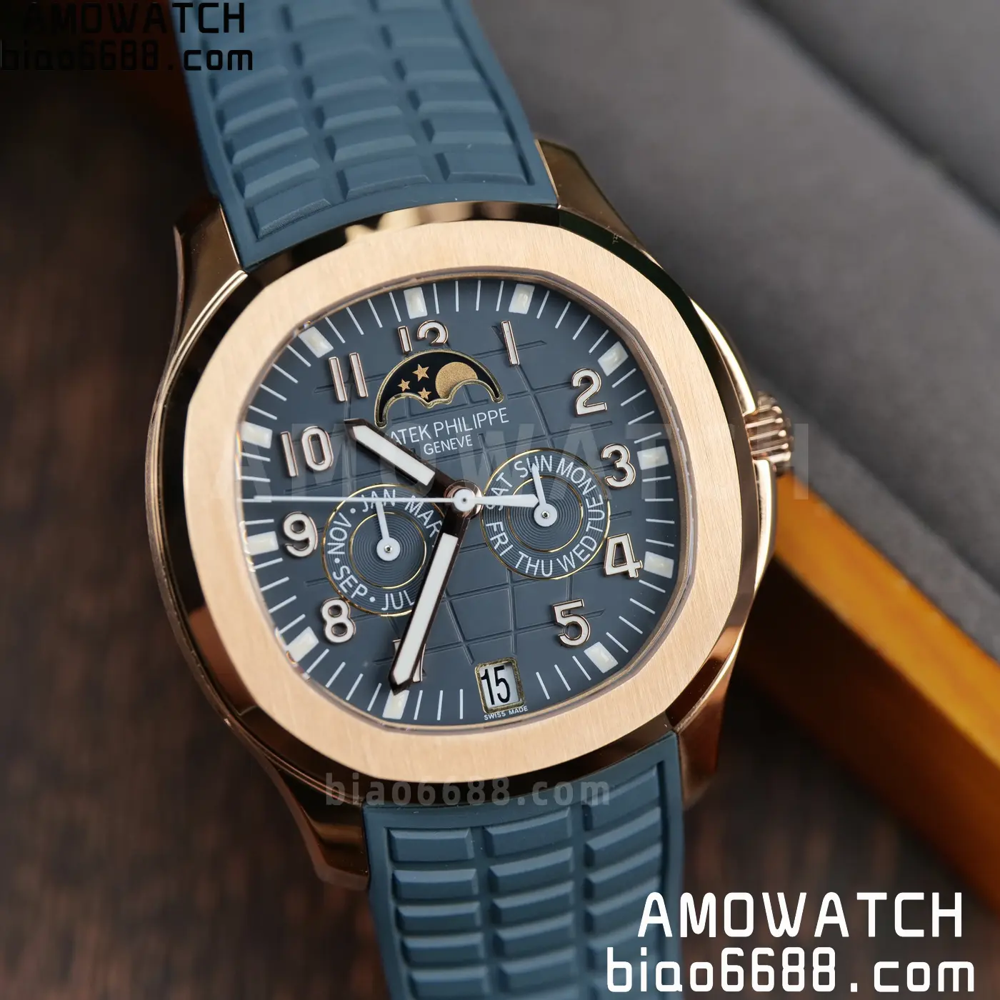 Patek Philippe Aquanaut 5261R RG APW Factory 1:1 Best Edition Dial on Blue Rubber Strap V2 101 ea2917a7b140c2b AMO Watch