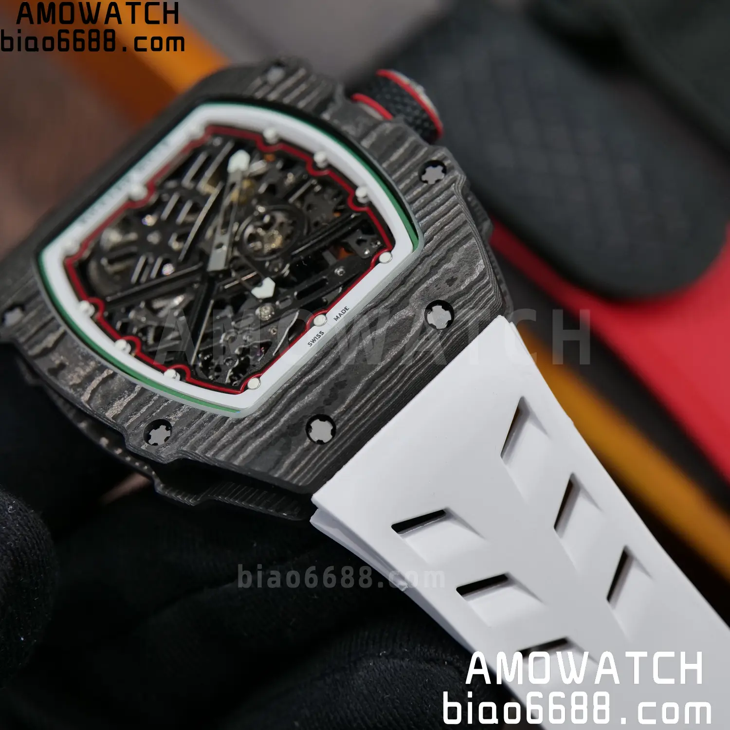 RICHARD MILLE 1:1 RM67-02 Black NTPT RICH Factory Pro 1:1 Italy Skeleton Dial White Rubber Strap CRMA7 Super Clone V2 105 eaf3076015b60b1 AMO Watch