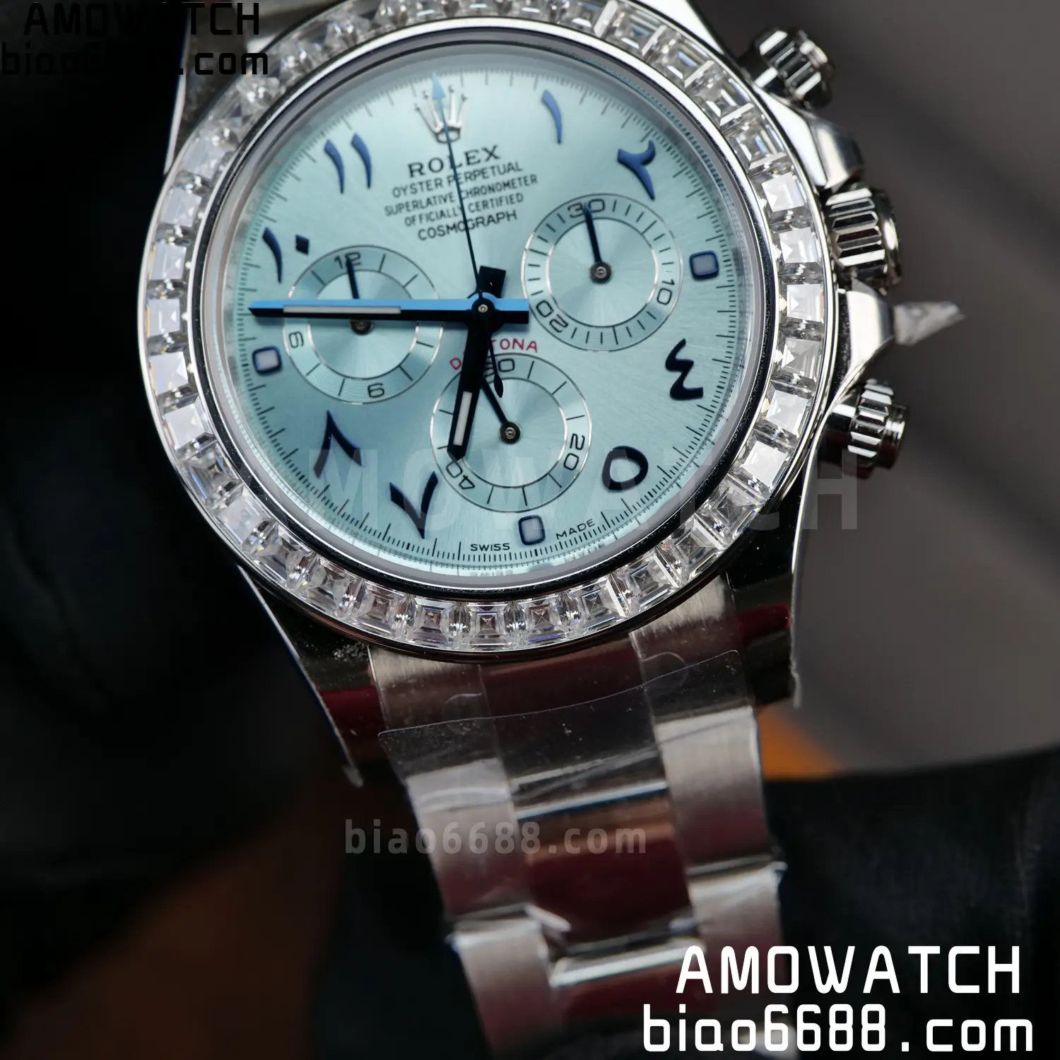 Rolex Daytona 116506 PPM Factory Best Edition Ice Blue Dial Crystal Markers on SS Bracelet 4130 94 eaf761e0c62a15a AMO Watch