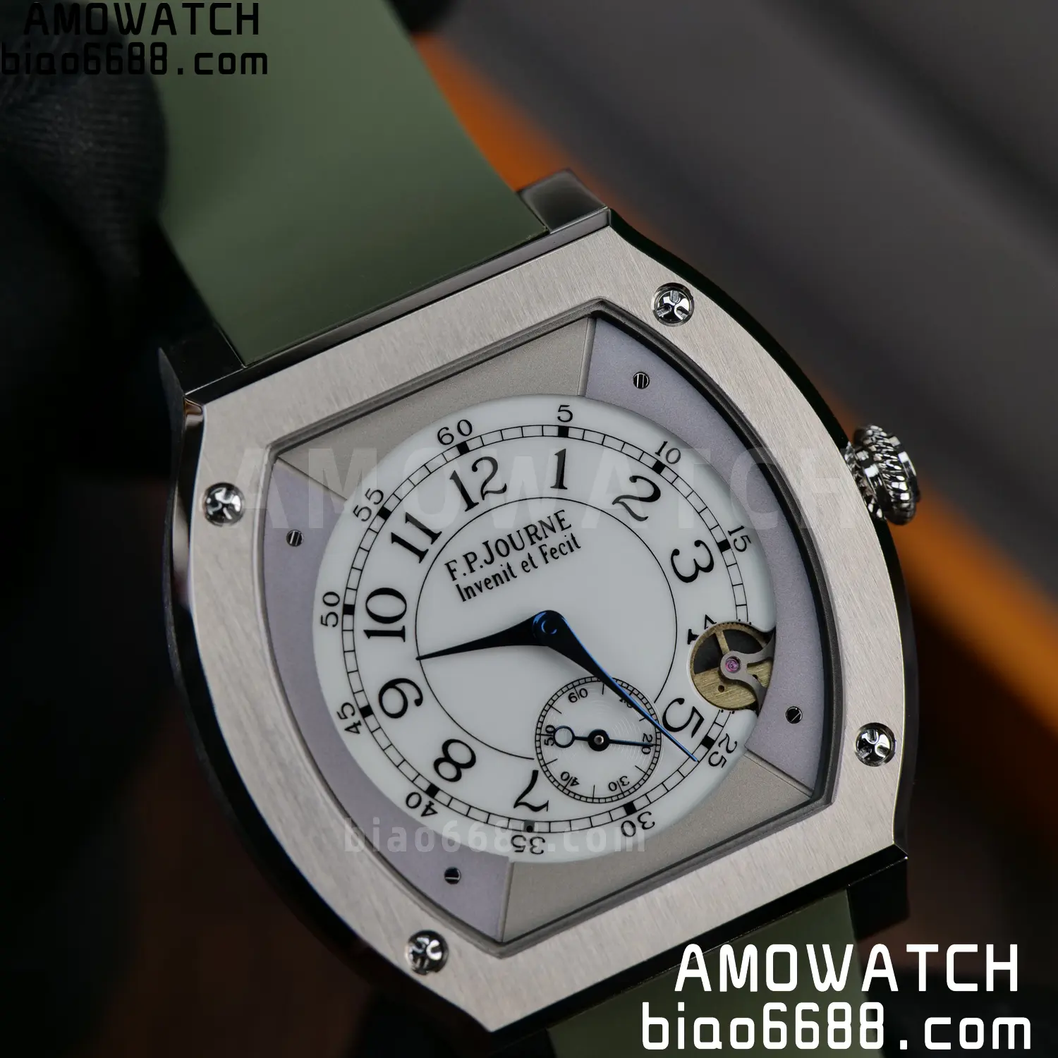FPJ F.P.Journe Elegante FJ Factory Best Edition White Dial on Green Rubber Strap Quartz V2 100 ecf271cf35f87c4 AMO Watch