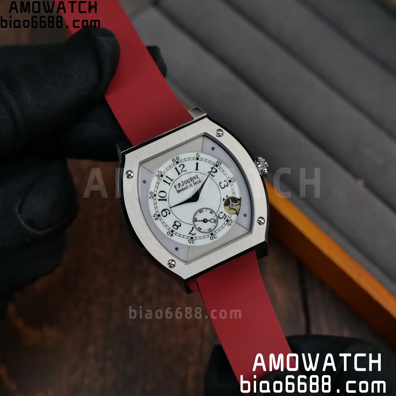 FPJ F.P.Journe Elegante FJ Factory Best Edition White Dial on Red Rubber Strap Quartz V2 84 ed41da2ece892e5 AMO Watch