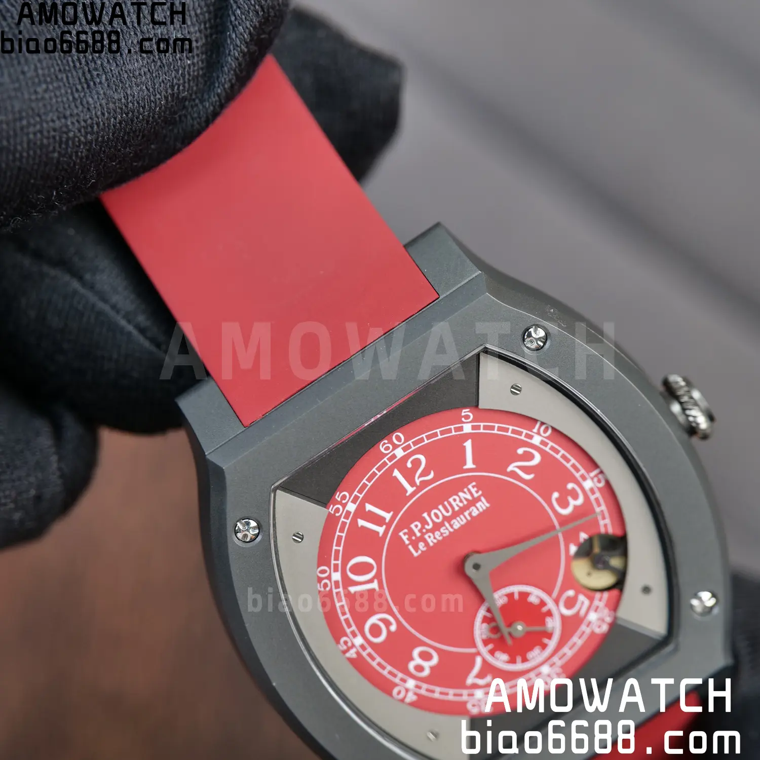 FPJ F.P.Journe Elegante PVD FJ Factory Best Edition Red Dial on RedRubber Strap Quartz V2 103 ed88d9cc68bb42f AMO Watch