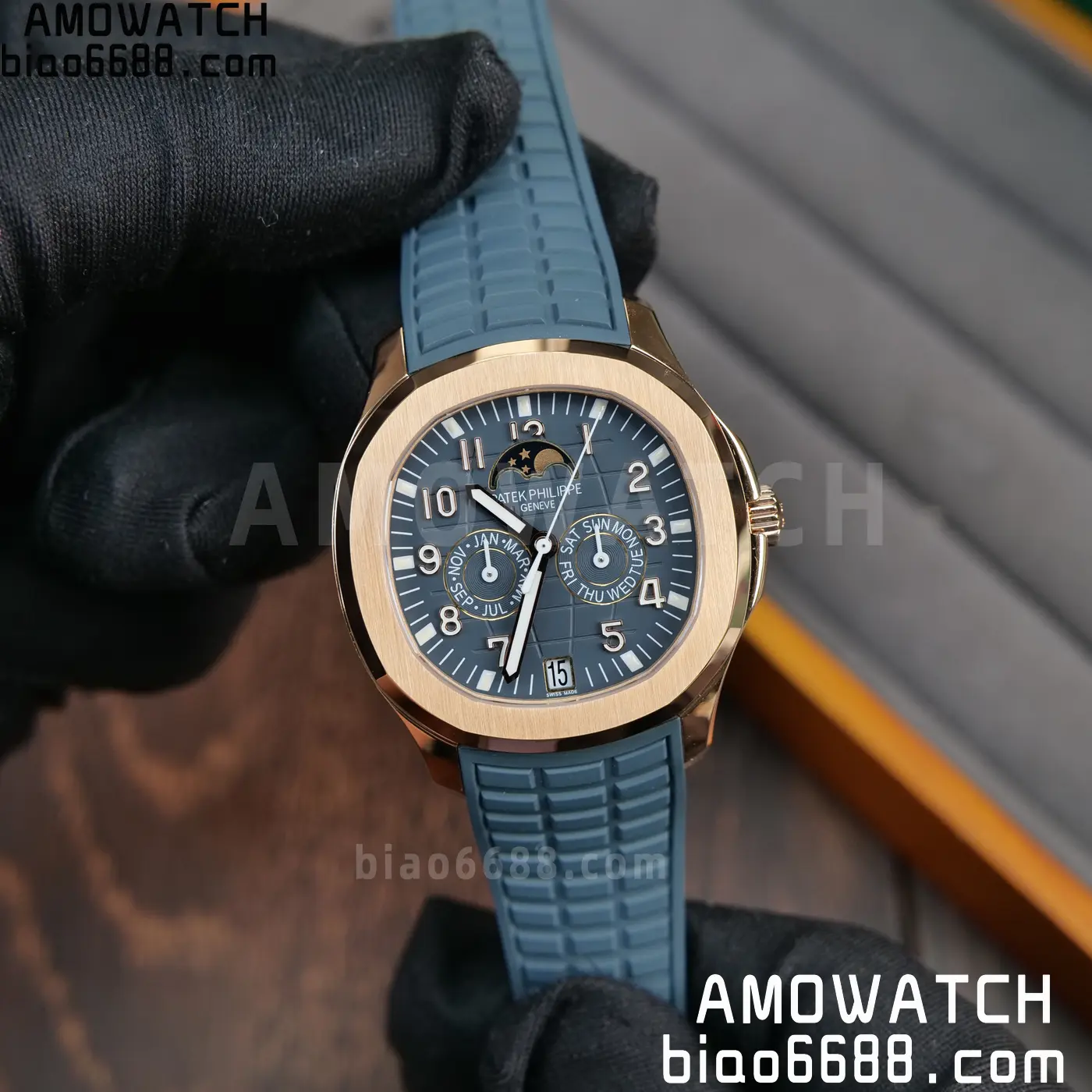 Patek Philippe Aquanaut 5261R RG APW Factory 1:1 Best Edition Dial on Blue Rubber Strap V2 80 ef98c282b297831 AMO Watch