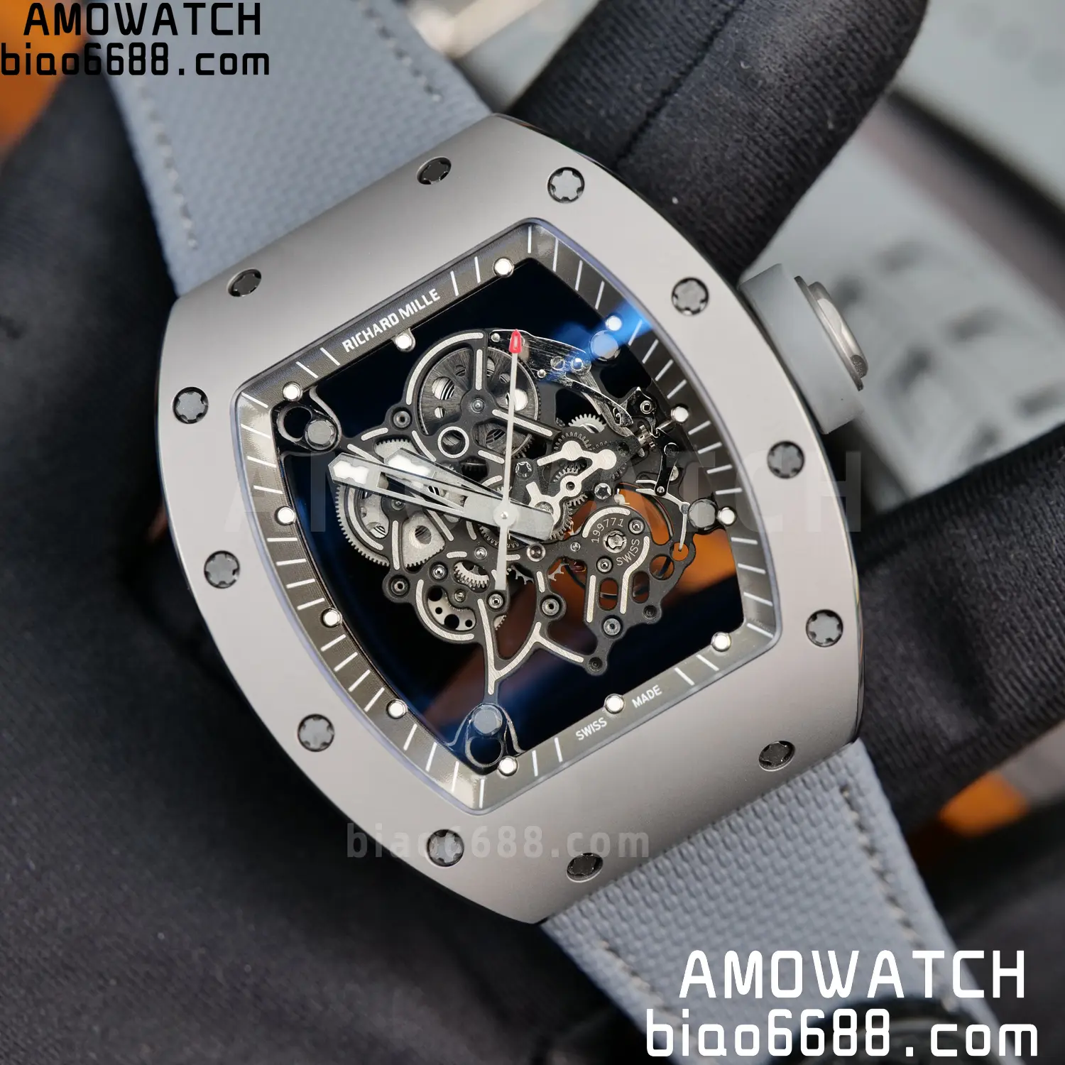 RICHARD MILLE RM055 Gray Ceramic UMI 1:1 Best Edition on Nylon Strap RMUL2 Free Sprung 49 efd998c80e5ae12 AMO Watch