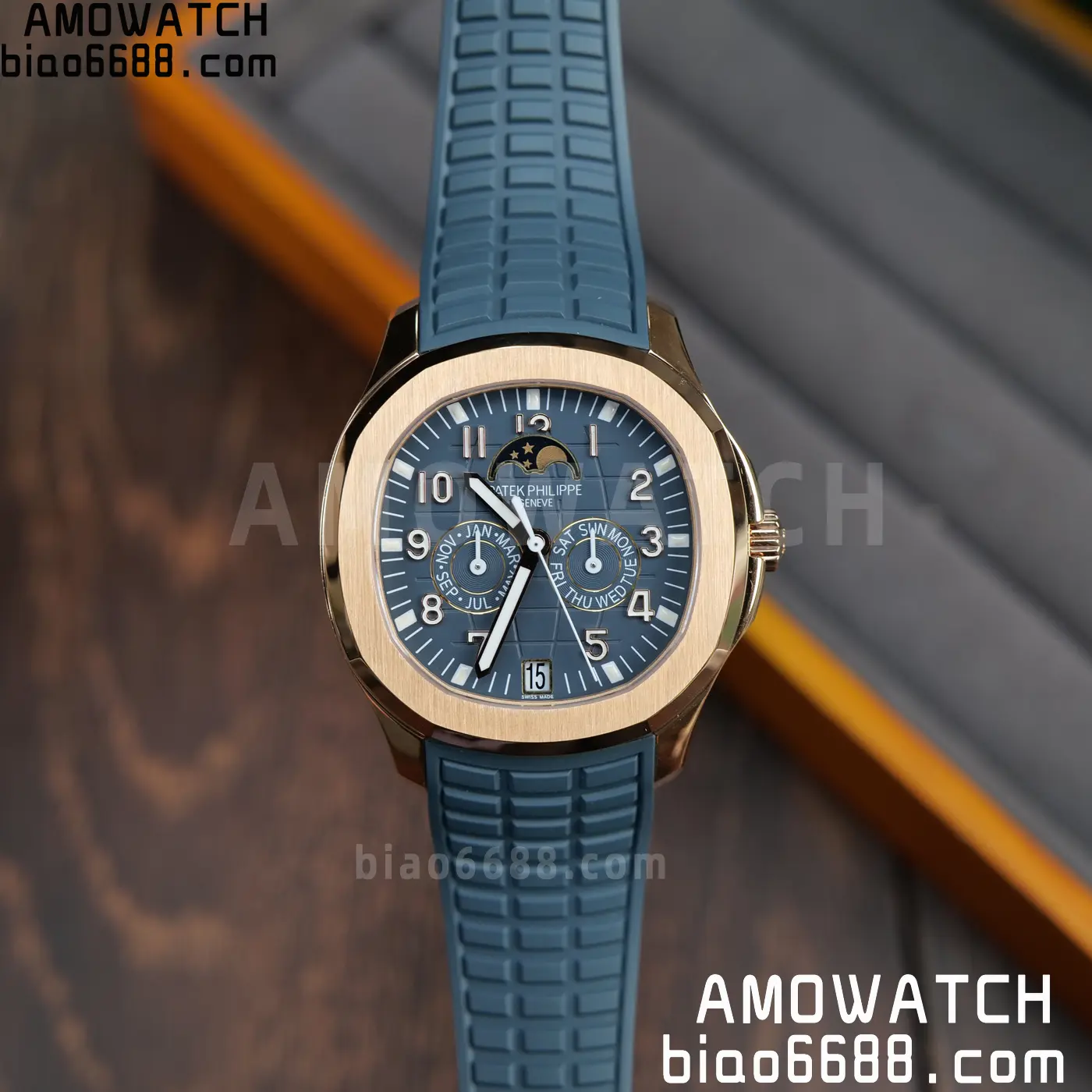 Patek Philippe Aquanaut 5261R RG APW Factory 1:1 Best Edition Dial on Blue Rubber Strap V2 84 f237385755b1f78 AMO Watch
