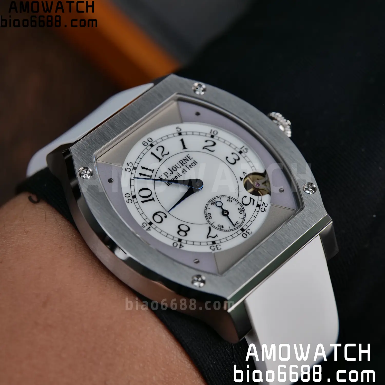 FPJ F.P.Journe Elegante FJ Factory Best Edition White Dial on White Rubber Strap Quartz V2 110 f33aff58684a386 AMO Watch