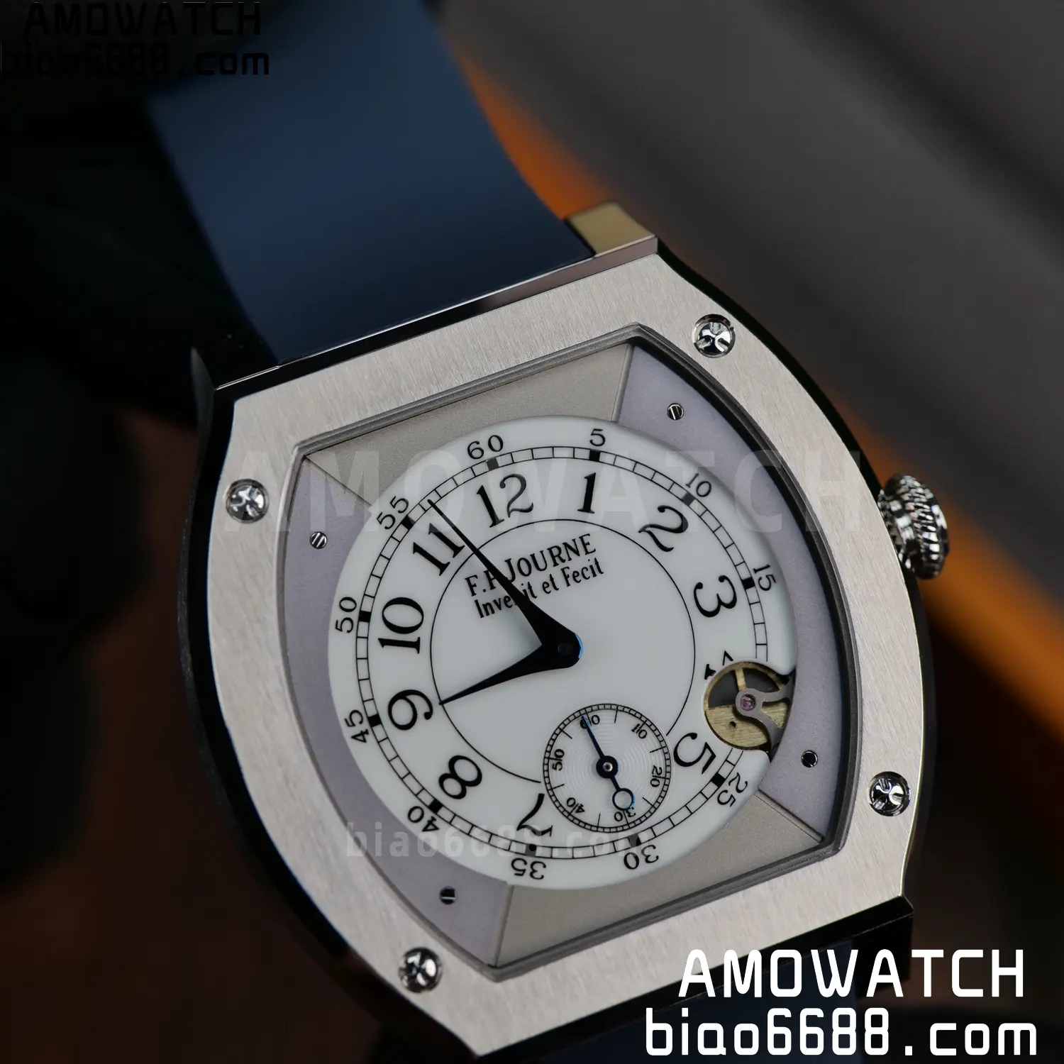 FPJ F.P.Journe Elegante FJ Factory Best Edition White Dial on Blue Rubber Strap Quartz V2 101 f50af796782e332 AMO Watch
