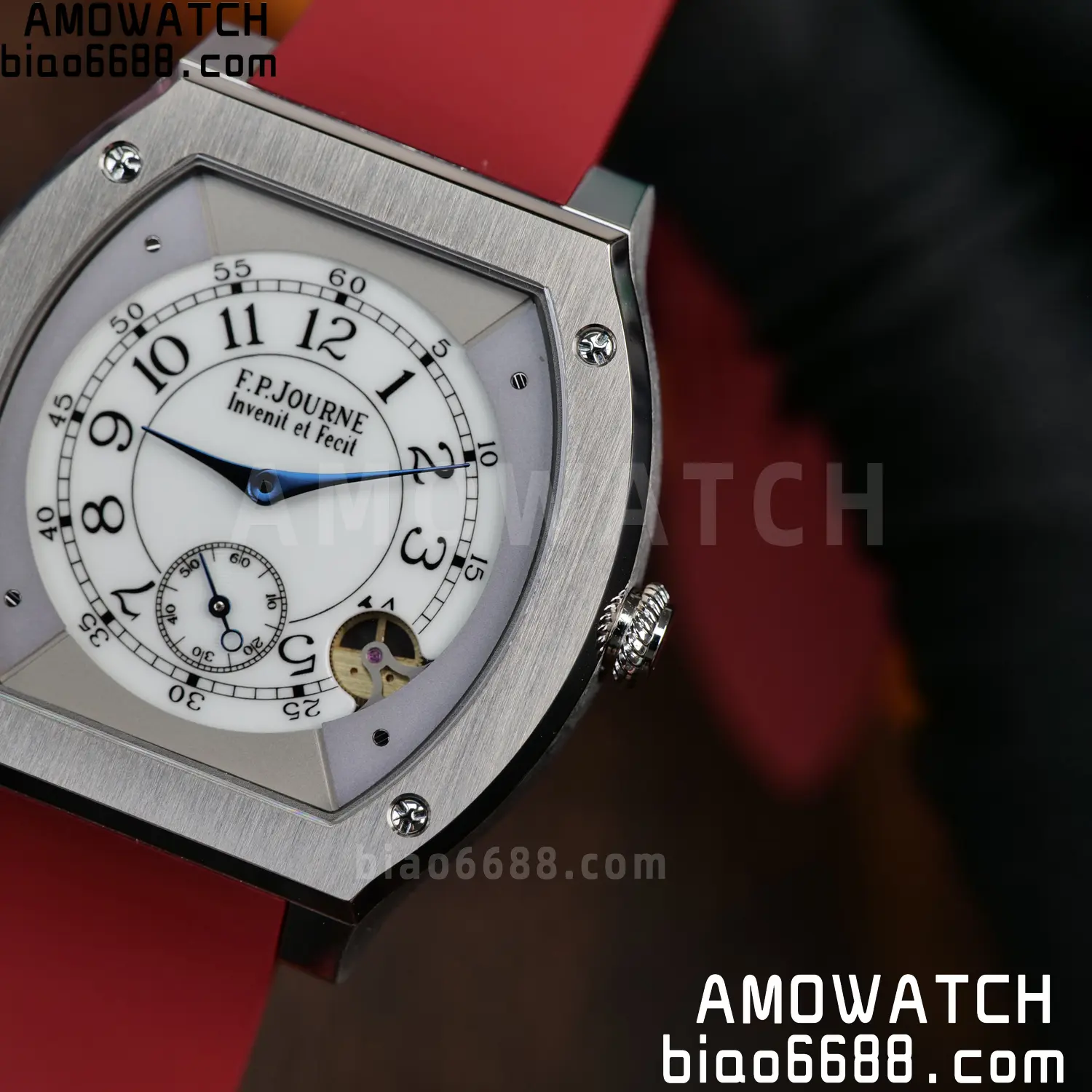 FPJ F.P.Journe Elegante FJ Factory Best Edition White Dial on Red Rubber Strap Quartz V2 96 f529f03ed936863 AMO Watch