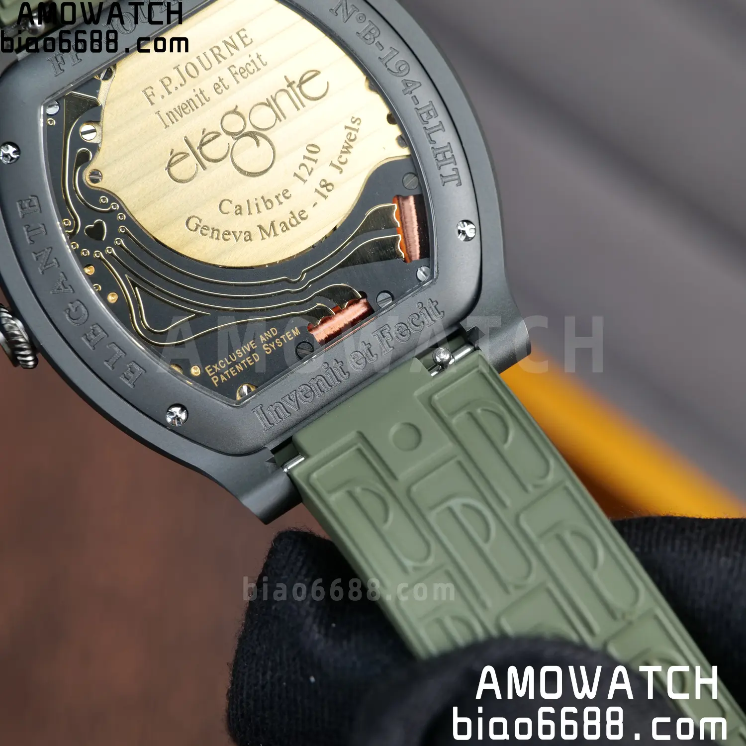 FPJ F.P.Journe Elegante PVD FJ Factory Best Edition Black Dial on Green Rubber Strap Quartz V2 107 f6a1c6976444255 AMO Watch