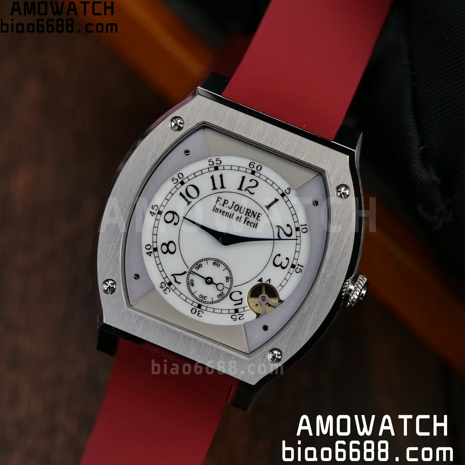 FPJ F.P.Journe Elegante FJ Factory Best Edition White Dial on Red Rubber Strap Quartz V2 106 f72c7edf5d08c7c AMO Watch