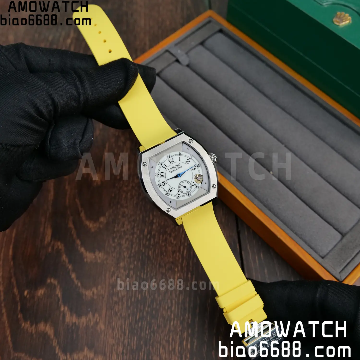 FPJ F.P.Journe Elegante FJ Factory Best Edition White Dial on Yellow Rubber Strap Quartz V2 76 f7ccc54c0e58883 AMO Watch