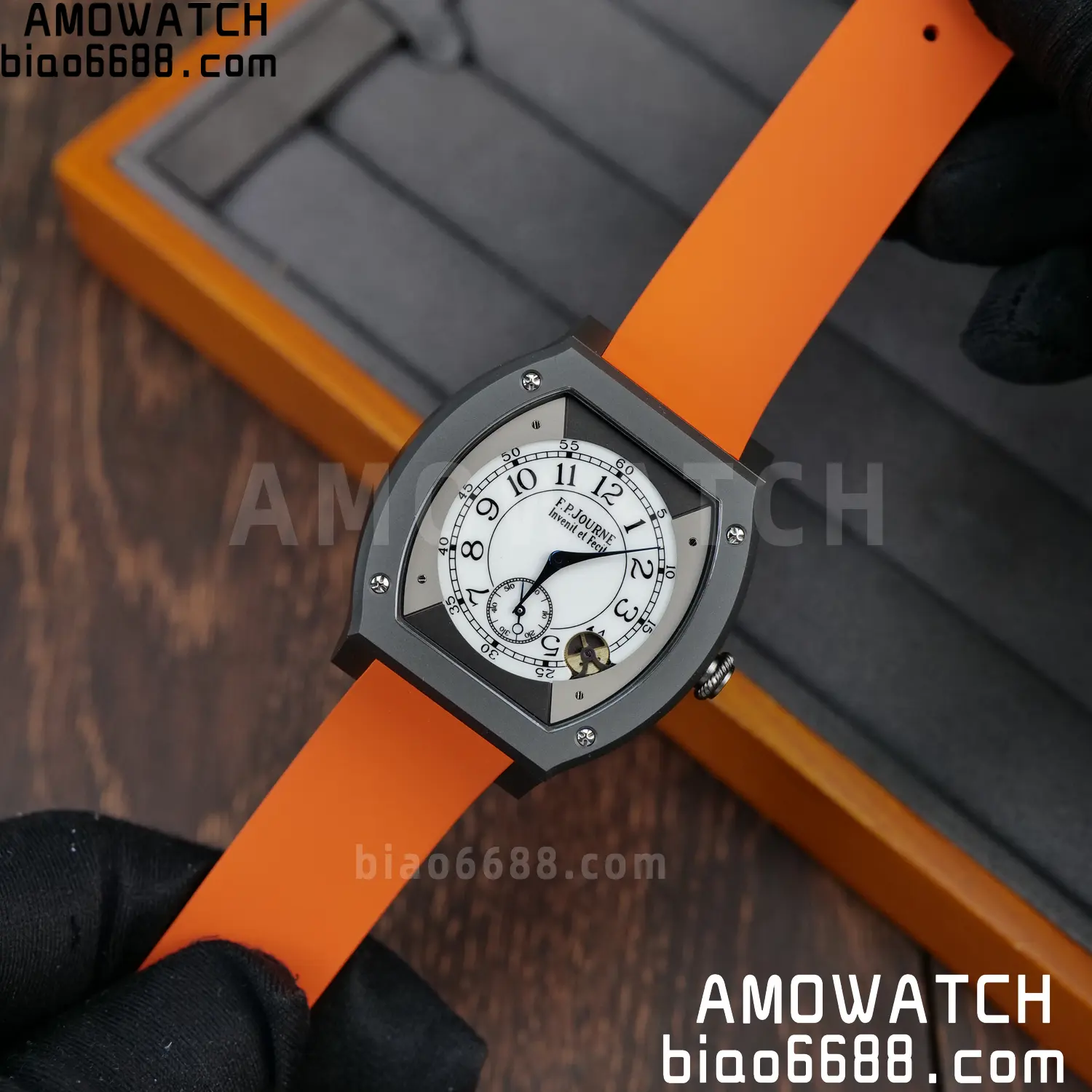 FPJ F.P.Journe Elegante PVD FJ Factory Best Edition White Dial on Orange Rubber Strap Quartz V2 77 fa259825dea902a AMO Watch