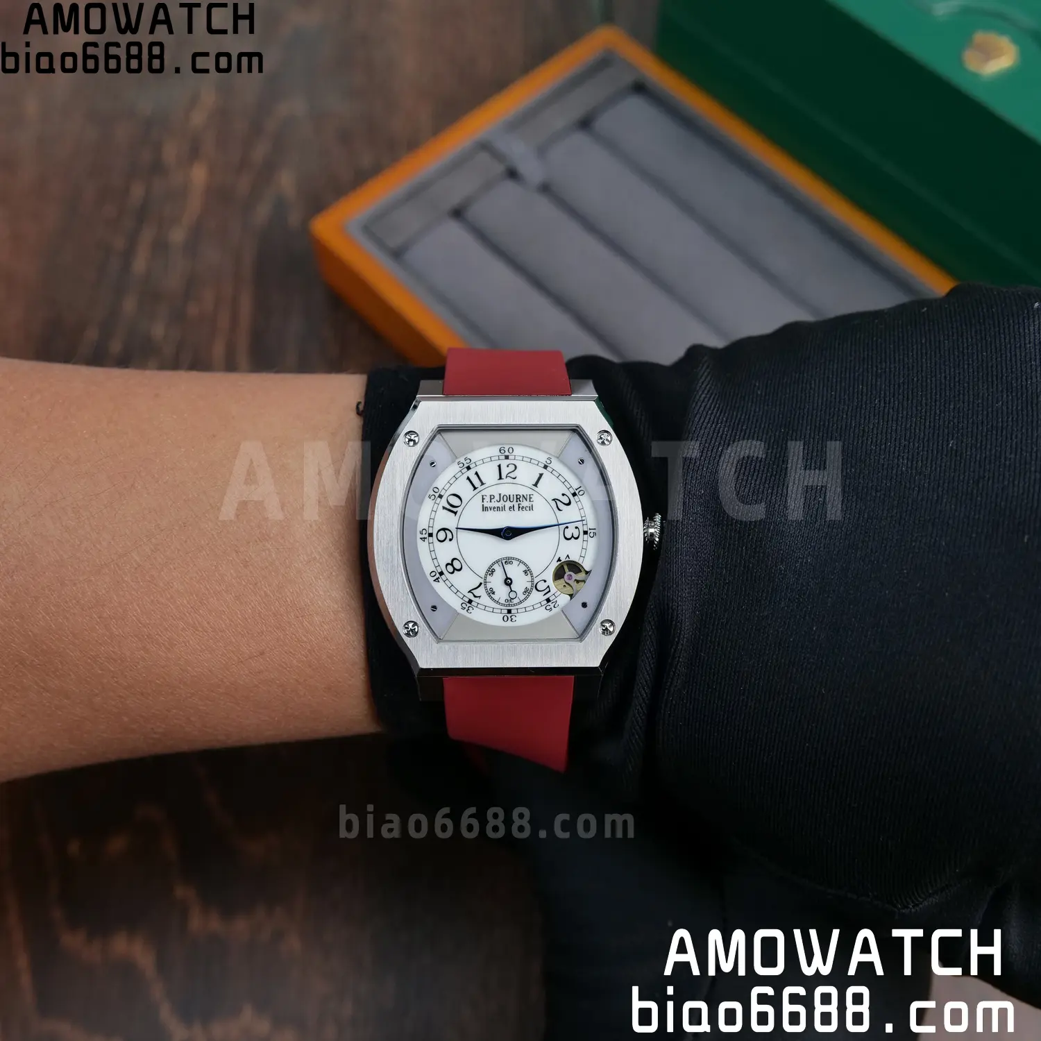 FPJ F.P.Journe Elegante FJ Factory Best Edition White Dial on Red Rubber Strap Quartz V2 81 fa973e8f40e358c AMO Watch