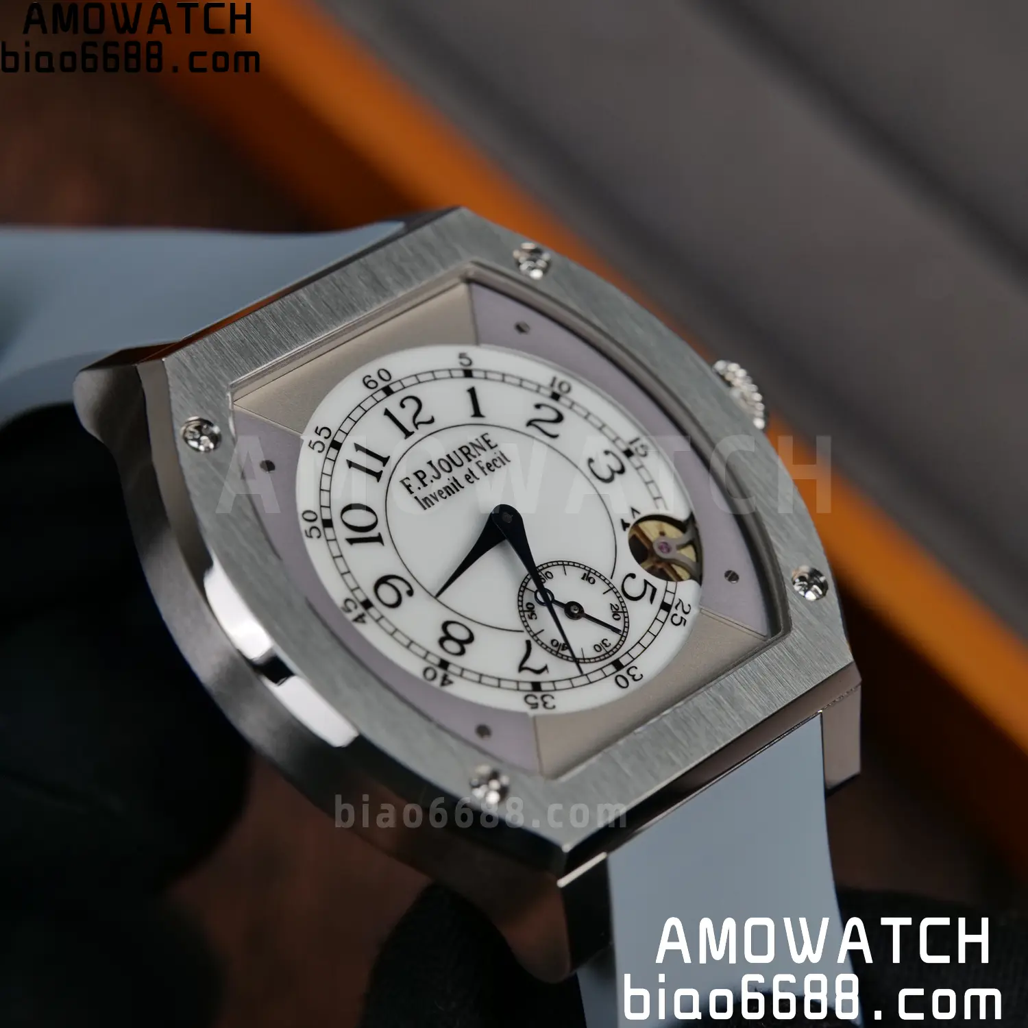 FPJ F.P.Journe Elegante FJ Factory Best Edition White Dial on Gray Rubber Strap Quartz V2 104 fafae2d7a7ef5df AMO Watch