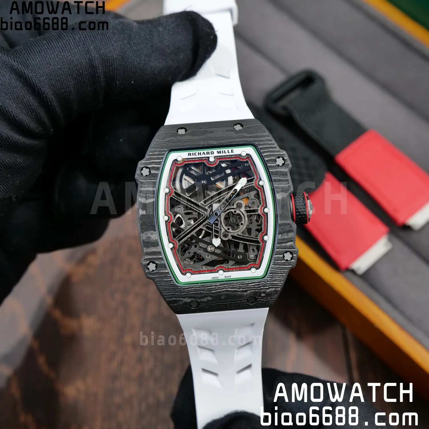 RICHARD MILLE 1:1 RM67-02 Black NTPT RICH Factory Pro 1:1 Italy Skeleton Dial White Rubber Strap CRMA7 Super Clone V2 74 fc53a5382ed0db6 AMO Watch