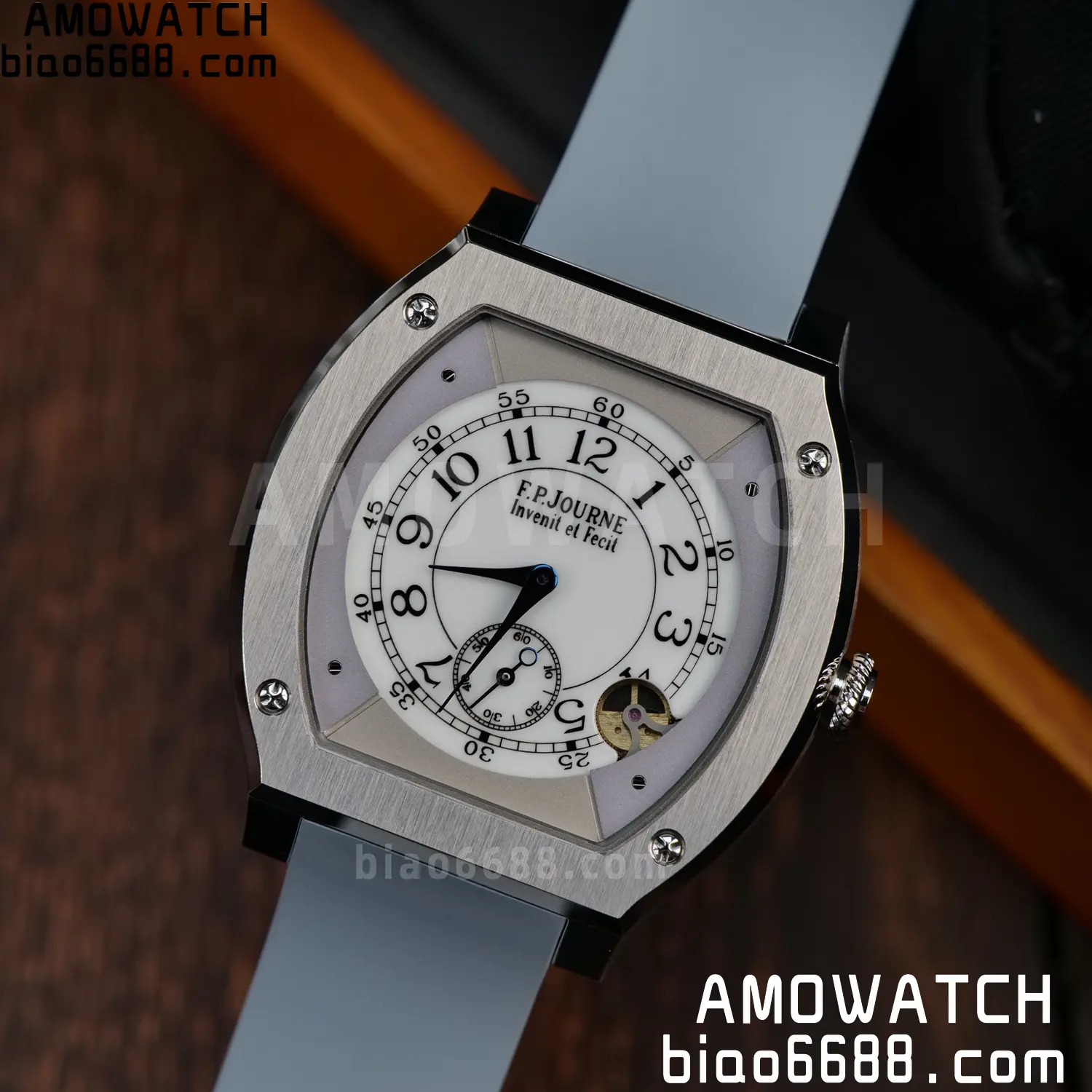 FPJ F.P.Journe Elegante FJ Factory Best Edition White Dial on Gray Rubber Strap Quartz V2 106 fcfee42e9a34cde AMO Watch