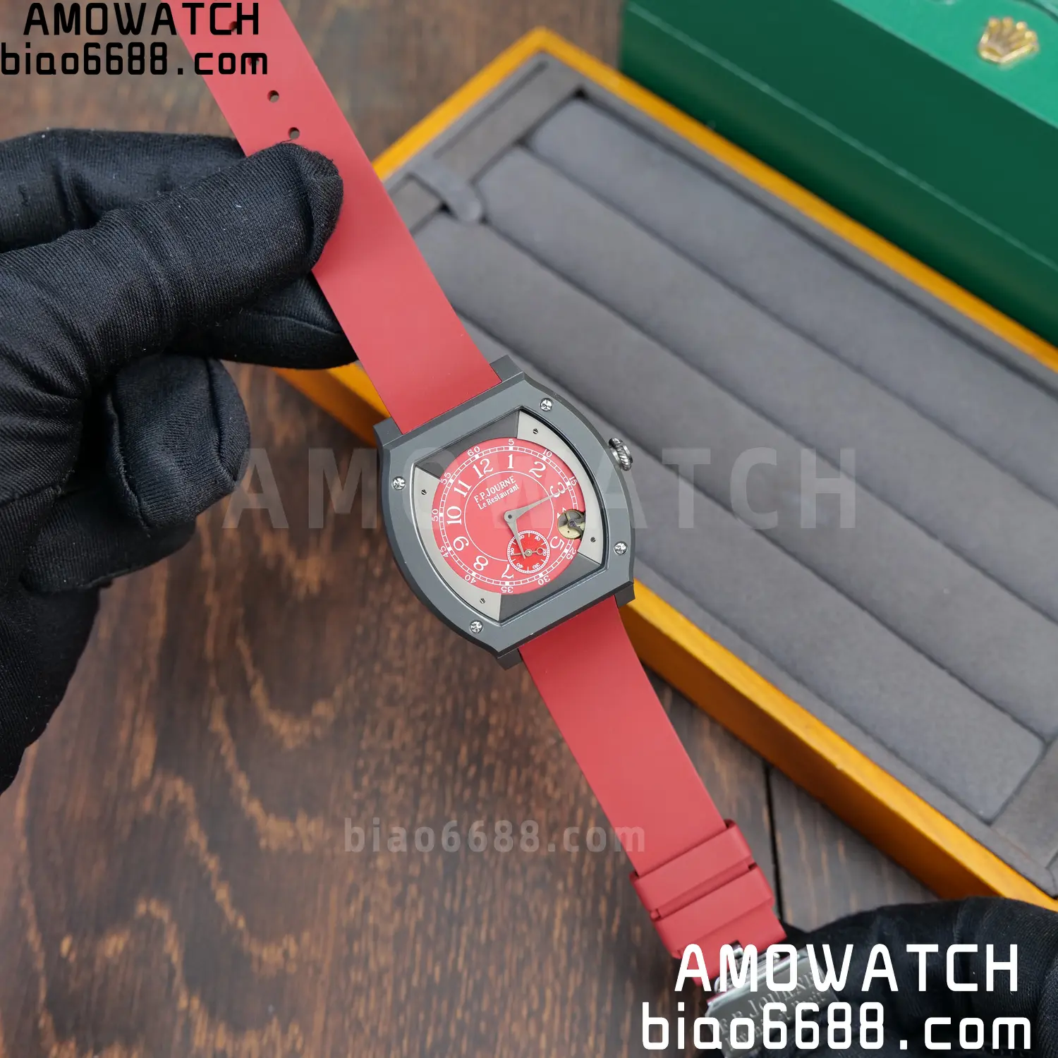 FPJ F.P.Journe Elegante PVD FJ Factory Best Edition Red Dial on RedRubber Strap Quartz V2 85 fd3571c4a0007dd AMO Watch