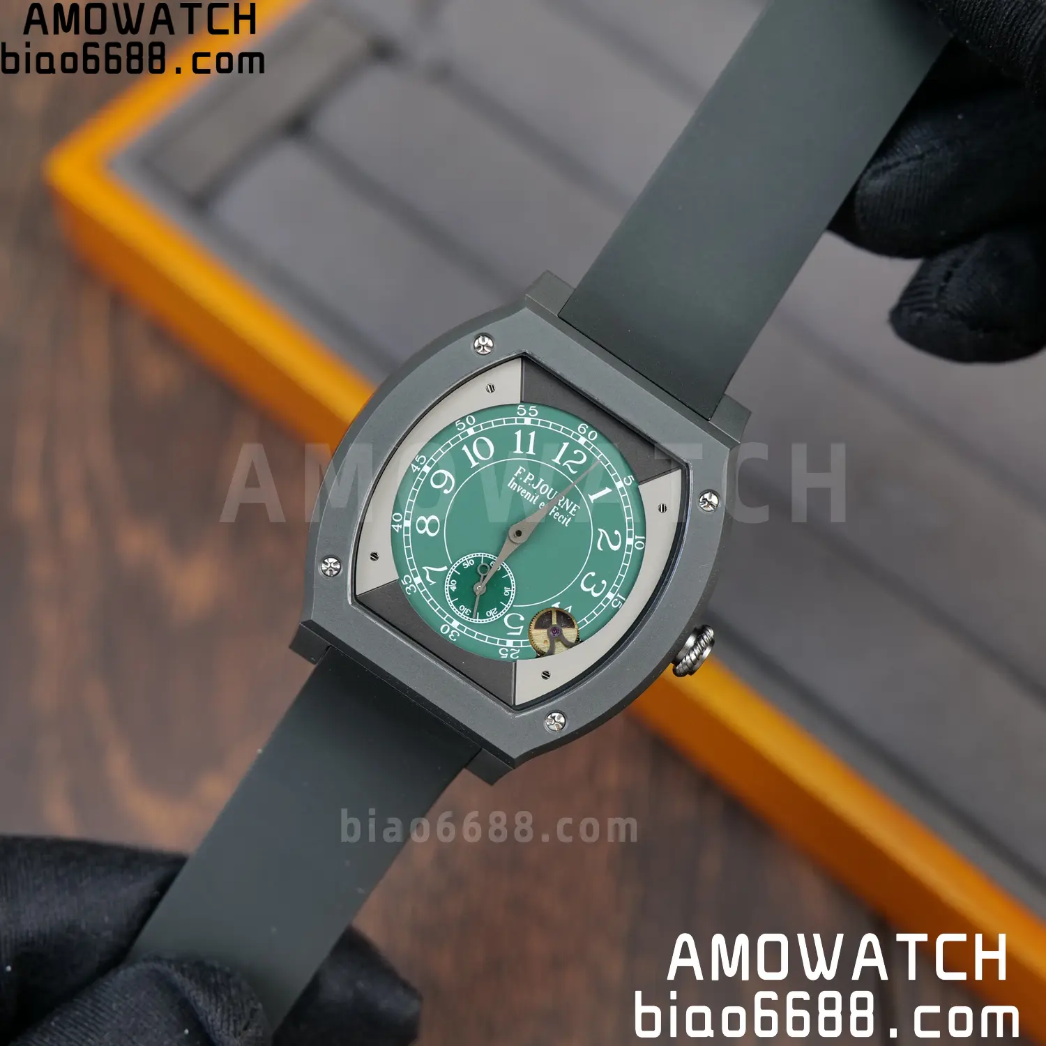 FPJ F.P.Journe Elegante PVD FJ Factory Best Edition Green Dial on Black Rubber Strap Quartz V2 72 fd4a9441cb74be0 AMO Watch