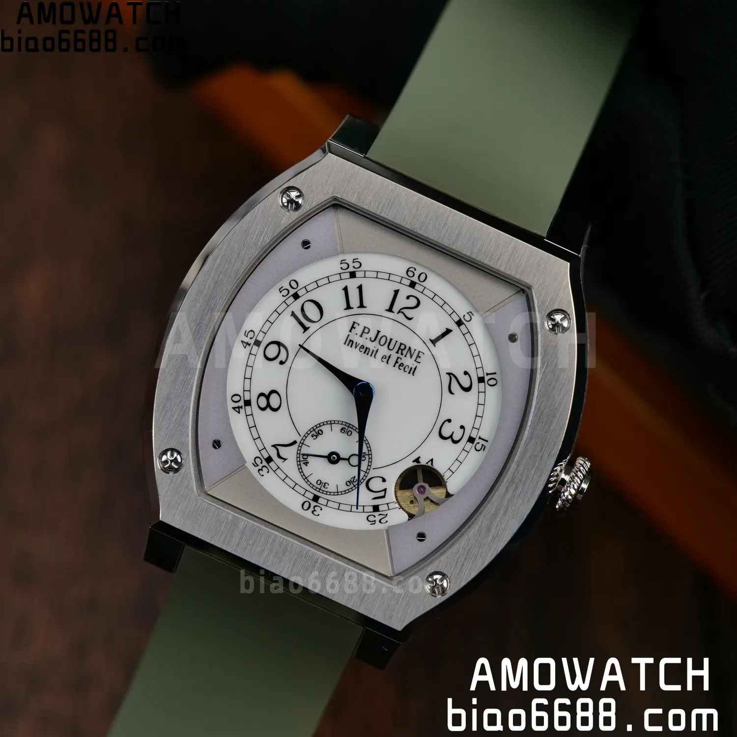 FPJ F.P.Journe Elegante FJ Factory Best Edition White Dial on Green Rubber Strap Quartz V2 103 fde0fa2ae8bf35b AMO Watch