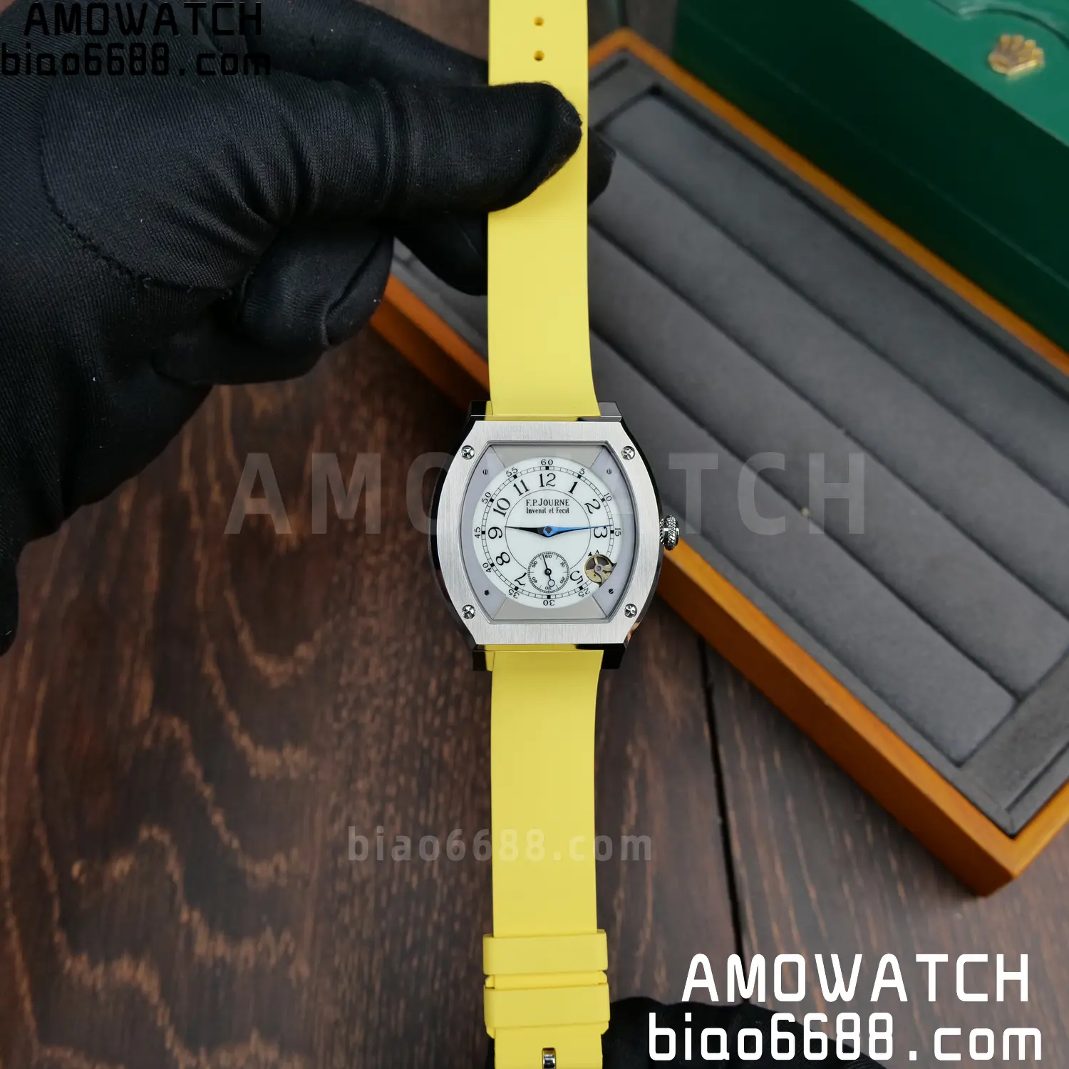 FPJ F.P.Journe Elegante FJ Factory Best Edition White Dial on Yellow Rubber Strap Quartz V2 77 ff74169d0bfb157 AMO Watch