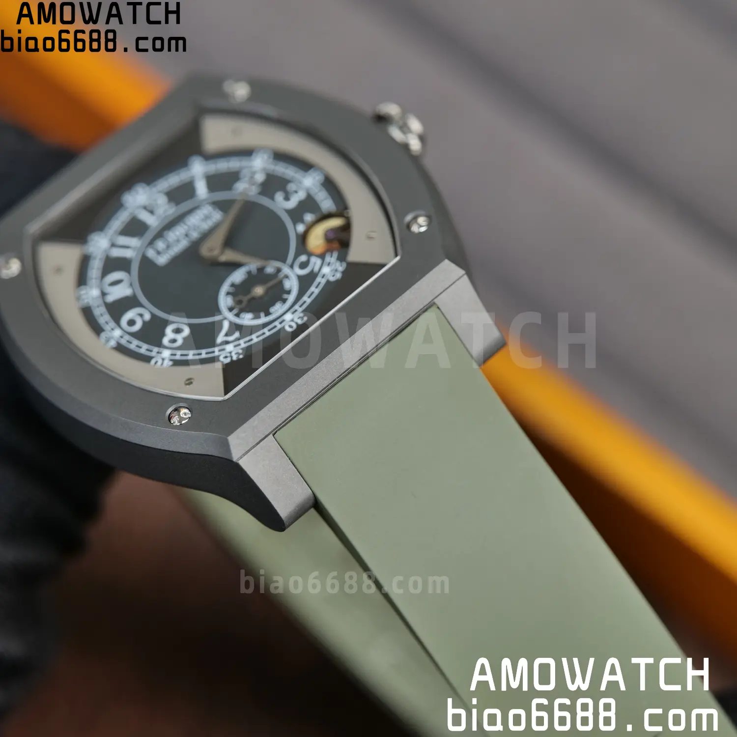 FPJ F.P.Journe Elegante PVD FJ Factory Best Edition Black Dial on Green Rubber Strap Quartz V2 87 ffa2d217b9d5175 AMO Watch