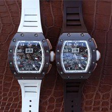 【台湾KV厂】理查德米勒、RM011 白色陶瓷表壳 大日历 计时机芯男士腕表