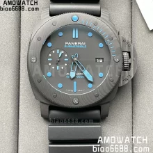 Panerai PAM1616 Carbotech 47mm VSF 1:1 Best Edition Black Dial Blue Markers on Rubber Strap P.9010 Clone