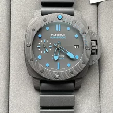 Panerai PAM960 PAM00960 Carbotech 42mm VSF Best Edition Black Dial Blue Markers on Rubber Strap P.9010 Clone