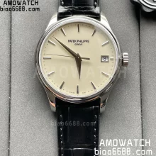 PP Calatrava 5227 SS ZF 1:1 Best Edition White Dial on Black Leather Strap 324CS