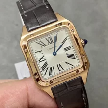 Cartier Santos Dumont WSSA0022 Small F1 Factory 1:1 Best Edition white Dial on Gray Leather Strap Quartz