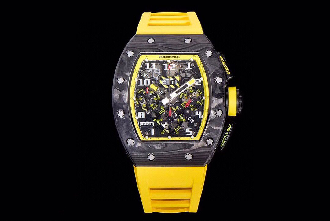 Richard Mille RM011“Yellow Storm”NTPT KV Factory 1:1 Best Edition Yellow  Rubber Strap Asia 7750