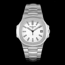 Patek Philippe Nautilus 5711/1A-011 3KF 1:1 Best Edition White Textured Dial on SS Bracelet A324 Super Clone V2