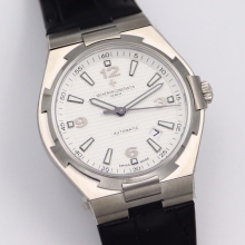 Vacheron Constantin Overseas 47040/B01A-9093 MKS factory 1:1 Best Edition White Dial on Black  Leather Strap
