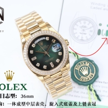 EW厂 【36mm】Rolex劳力士星期日历型 星期 日志系列m128348rbr-0035腕表