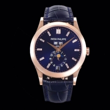 Patek Philippe Annual Calendar Moonphase 5396R-014 RG GRF 1:1 Best Edition Blue Dial on Blue Leather Strap A324