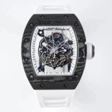 Richard Mille RM055 Real NTPT ZF 1:1 Best Edition Skeleton Black Dial on White Rubber Strap NH05A V3