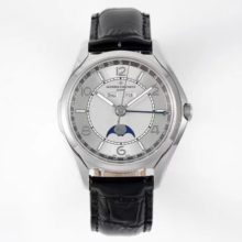 Vacheron Constantin Fiftysix Complete Calendar SS 4000E/000A-B439 40mm ZF 1:1 Best Edition Silver Dial on Black Leather Strap A2460