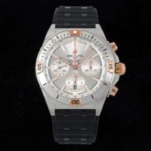 Breitling Chronomat B01 IB0134101G1A1 42mm SS/RG TF 1:1 Best Edition Silver Dial on Black Rubber Strap A7750