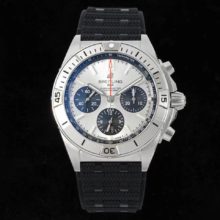 Breitling Chronomat B01 AB0134101G1A1 42mm SS TF 1:1 Best Edition Silver Dial on Black Rubber Strap A7750