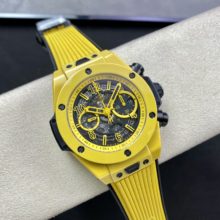 HUBLOT Big Bang Unico White Ceramic 4441.CY.471Y.RX BBF 1:1 Best Edition Skeleton Dial on Yellow Rubber Strap