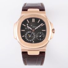 Patek Philippe Nautilus 5712R-001 RG ZF 1:1 Best Edition Brown Dial on Brown Leather Strap A240