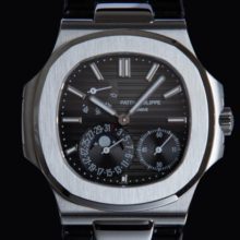 PATEK PHILIPPE Nautilus 5712G-001 SS GRF 1:1 Best Edition Black Dial on Black Leather Strap A240