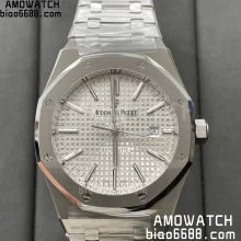 AP Royal Oak 41mm 15400 SS APSF 1:1 Best Edition White Textured Dial on SS Bracelet A3120 Super Clone v3