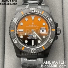 Rolex Submariner DIW DLC VSF 1:1 Best Edition Black/Orange Dial on DLC Bracelet VS3135