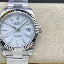 ROLEX DateJust 41mm SS m126334-0009 VSF 1:1 Best Edition 904L Steel White Stick Dial on SS Oyster Bracelet VS3235