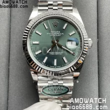 Rolex DateJust 41 126334 Clean 1:1 Best Edition 904L Steel Mint Green Dial on Jubilee Bracelet