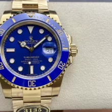 Rolex Submariner 116618 LB Blue Ceramic YG Plated 904L Steel Clean Factory 1:1 Best Edition VS3135