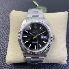 ROLEX DateJust 41mm SS m126334-0017 VSF 1:1 Best Edition 904L Steel Black Stick Dial on SS Oyster Bracelet VS3235